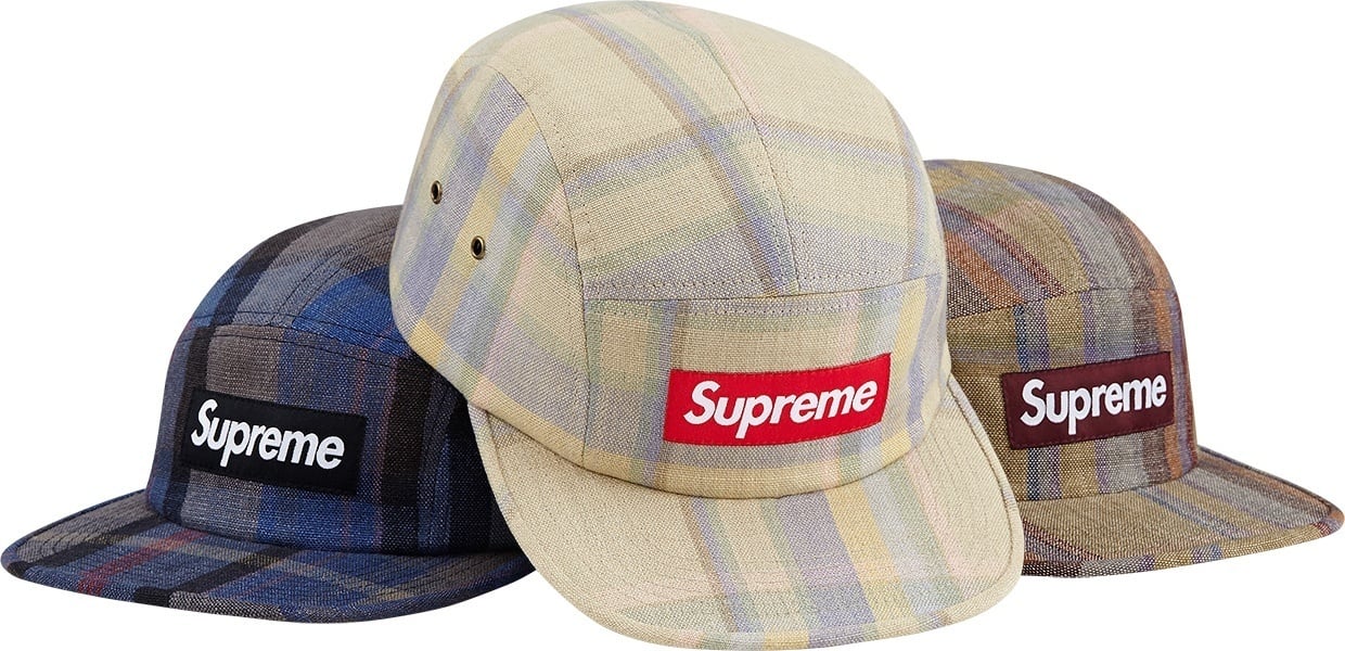 Plaid Linen Camp Cap